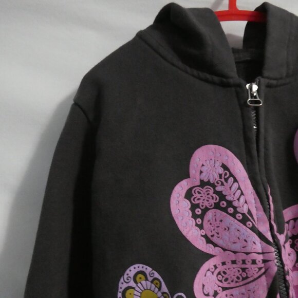 WOOLWORTHS | 6-7 years | Brown Hooded Zip-Up Sweatshirt | Butterfly Print Front - Picture 4 of 16
